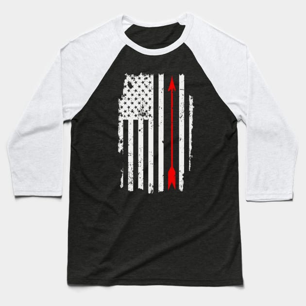 Arrow Archery USA Flag Baseball T-Shirt by Dojaja